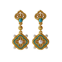 VAIGE Dazzling Vintage Floral Enamel Drop Earrings in Multi-Colored Elegance