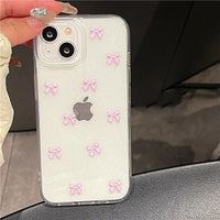 VAIGE Cute Pink Bow Tie Epoxy Clear Bumper Case for iPhone - Stylish Transparent Silicone Soft Cover with Anti-Scratch and Dustproof Features