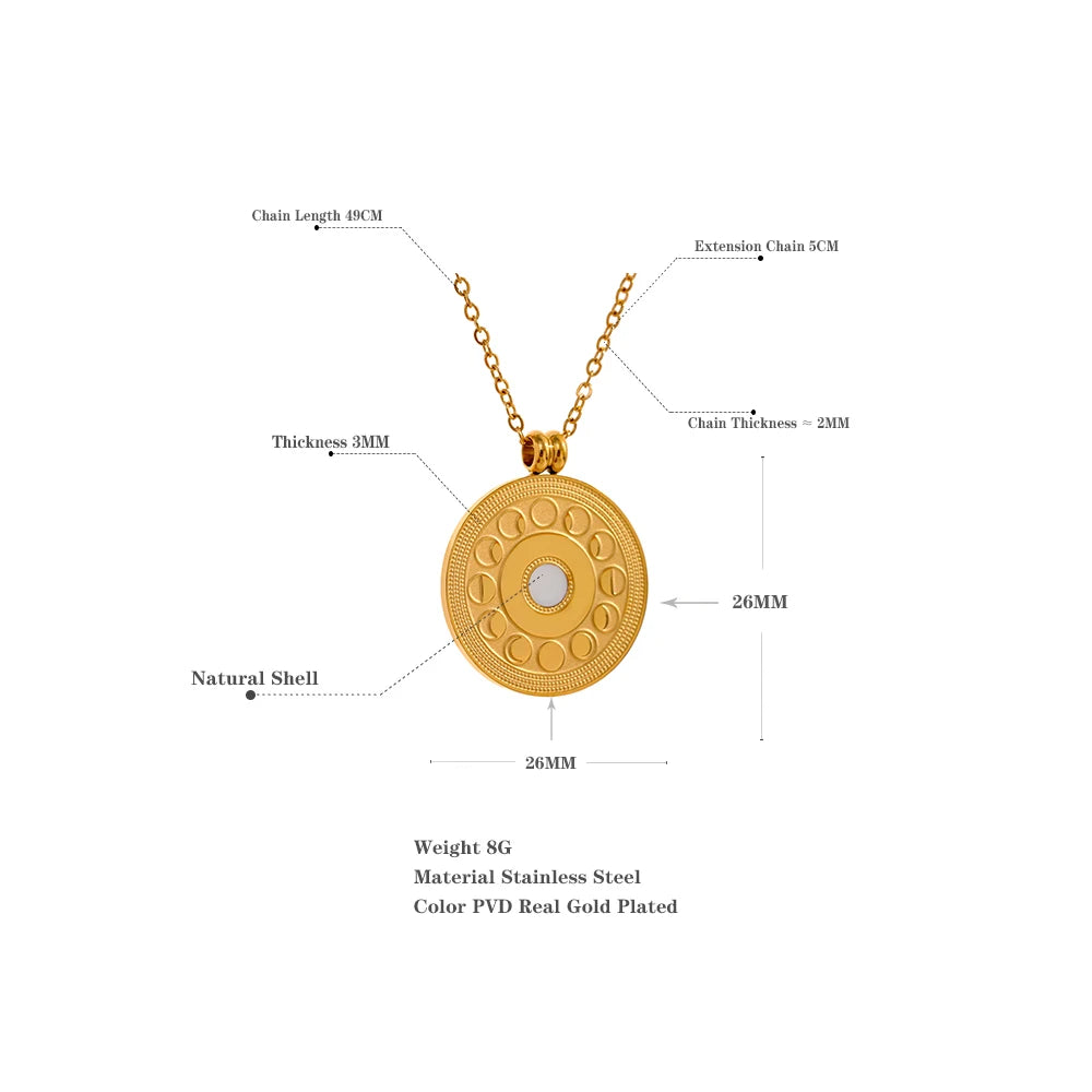 VAIGE Celestial Gold Moon Phase Pendant Necklace