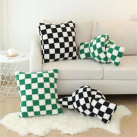 VAIGE Soft Waxy Plush Checkerboard Lumbar Pillow Cover - Retro Jacquard Decorative Cushion Case for Home and Hotel Decor