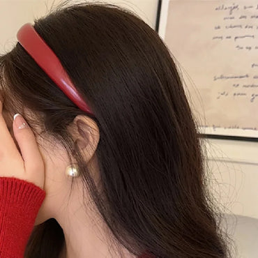 VAIGE Vintage Red PU Headbands with Feather Detail - Fashionable Hair Accessories for Women and Girls