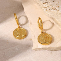 VAIGE Elegant Double-Sided Coin Earrings featuring Queen Elizabeth in Silver and Gold