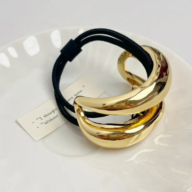 VAIGE Elegant Dual-Head Metal Hair Bands - Crystal Accents in Gold and Silver