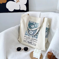 VAIGE Vintage Floral Elegance Tote Bag in Soft Blue and Cream