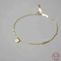 VAIGE 925 Sterling Silver Plated 14K Gold Simple Heart Bracelet