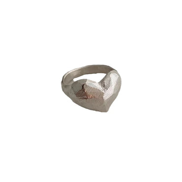 VAIGE Elegant Textured Silver Chunky Heart Ring in Sterling Silver