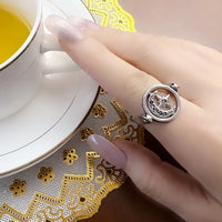 VAIGE Celestial Elegance Gold Moon & Star 925 Sterling Silver Ring