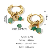 VAIGE Elegant 18K Gold Plated Stainless Steel Drop Earrings with Natural Stone Charms and Geometric Hoop Design – Trendy Fashion Jewelry Gift