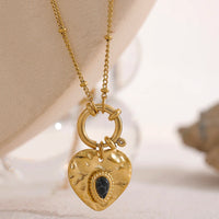 Textured Heart Stainless Steel Toggle Necklace
