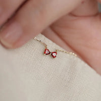 VAIGE Elegant Red Zircon Bowknot Necklace in 925 Sterling Silver