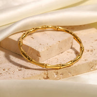 VAIGE New Waterproof 18k Gold Plated Stainless Steel Bamboo Bracelet - Trendy Fashion Bangle Jewelry