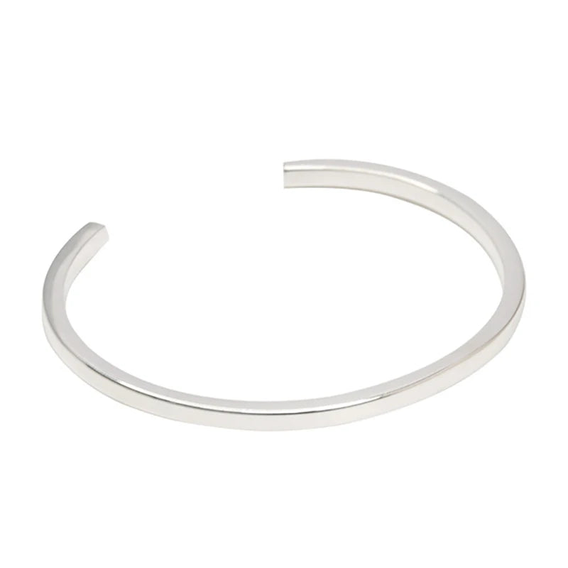 VAIGE Elegant Silver Smooth Cuff Bracelet