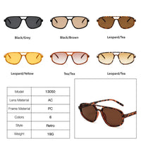 VAIGE Retro Double Bridge Square Sunglasses - UV400 Protection, Lightweight Polycarbonate Frame, 54mm Lens Width, 41mm Lens Height, Casual Style Eyewear