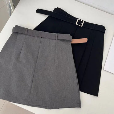 VAIGE High Waist A-Line Pleated Mini Skirt in Black and Gray - Cotton and Polyester Blend, Available in S/M/L/XL Sizes