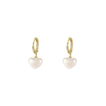 VAIGE Elegant Gold Pearl Heart Huggie Hoop Earrings