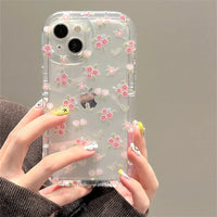 VAIGE Quicksand Pink Floral Holder Phone Case for iPhone Series - Clear Soft Silicone, Anti-Scratch, Shockproof Design