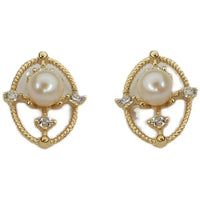 VAIGE 925 Sterling Silver French Cutout Oval Pearl Stud Earrings - Elegant Vintage Jewelry Accessories