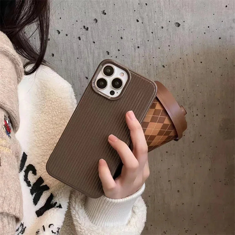 VAIGE Luxury Vertical Stripe Pattern Solid Color Silicone Shockproof TPU Phone Case for iPhone Pro Max Series