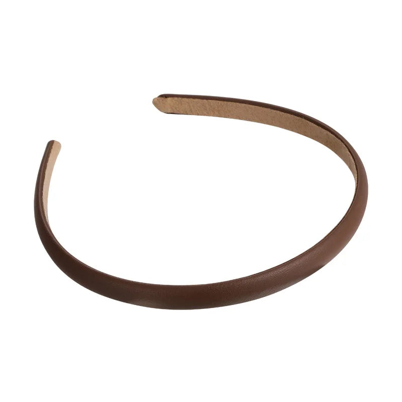 VAIGE Elegant Retro Thin Synthetic Leather Headband - All-Match Hair Hoop for Autumn and Winter, Geometric Pattern, Casual Hair Accessory