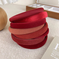 VAIGE New Year's Red Thin Cotton Headband - Sweet Sponge Hair Hoop for Casual Wear and Christmas Decor, Geometric Pattern Hair Accessories