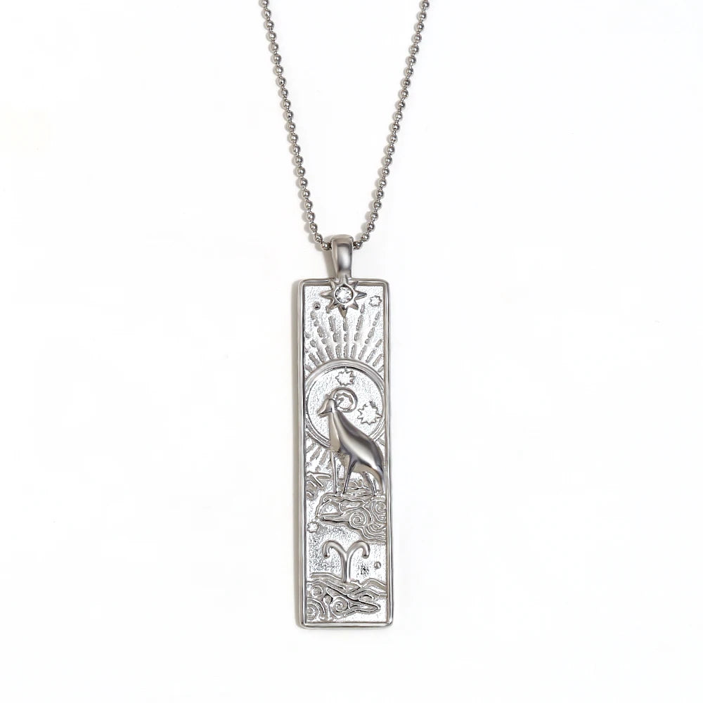 VAIGE Gold & Silver Zodiac Bar Necklace Stainless Steel Aries, Taurus, Gemini, Cancer, Leo, Virgo, Libra, Scorpio, Sagittarius, Capricorn, Aquarius, and Pisces