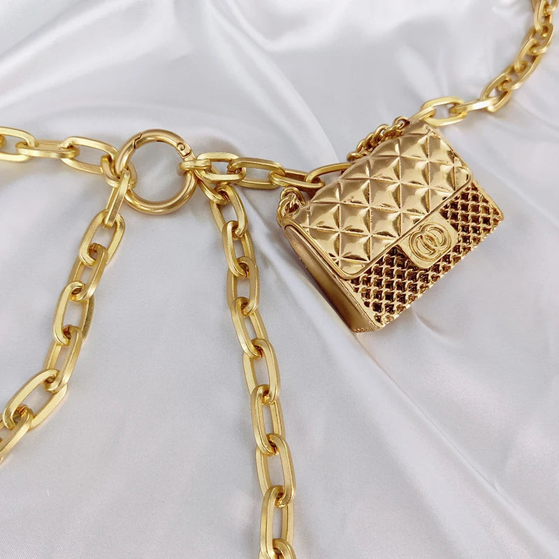 Gold chain belt bag best sale