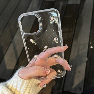 VAIGE Transparent Floral Epoxy Tulip Phone Case - Shockproof Protective Cover for iPhone 15, 14, 13 Series - Lightweight and Dustproof Design