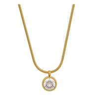 VAIGE Shiny Zircon Pendant Necklace in Gold-Colored Stainless Steel - Elegant 10mm Fashion Jewelry with Simple Design for Parties