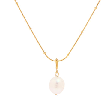 Dainty Simple Natural Pearl Pendant Necklace Stainless Steel