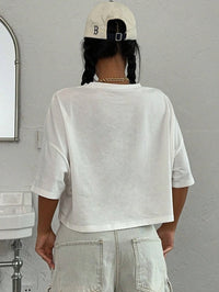 VAIGE 100% Cotton Crop T-Shirt with Letter Prints - O-Neck Short Sleeve Summer "No More Rules" Tee