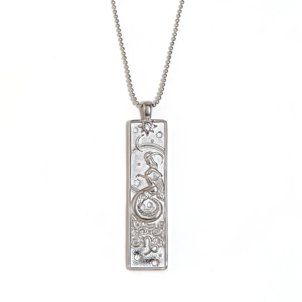 VAIGE Gold & Silver Zodiac Bar Necklace Stainless Steel Aries, Taurus, Gemini, Cancer, Leo, Virgo, Libra, Scorpio, Sagittarius, Capricorn, Aquarius, and Pisces
