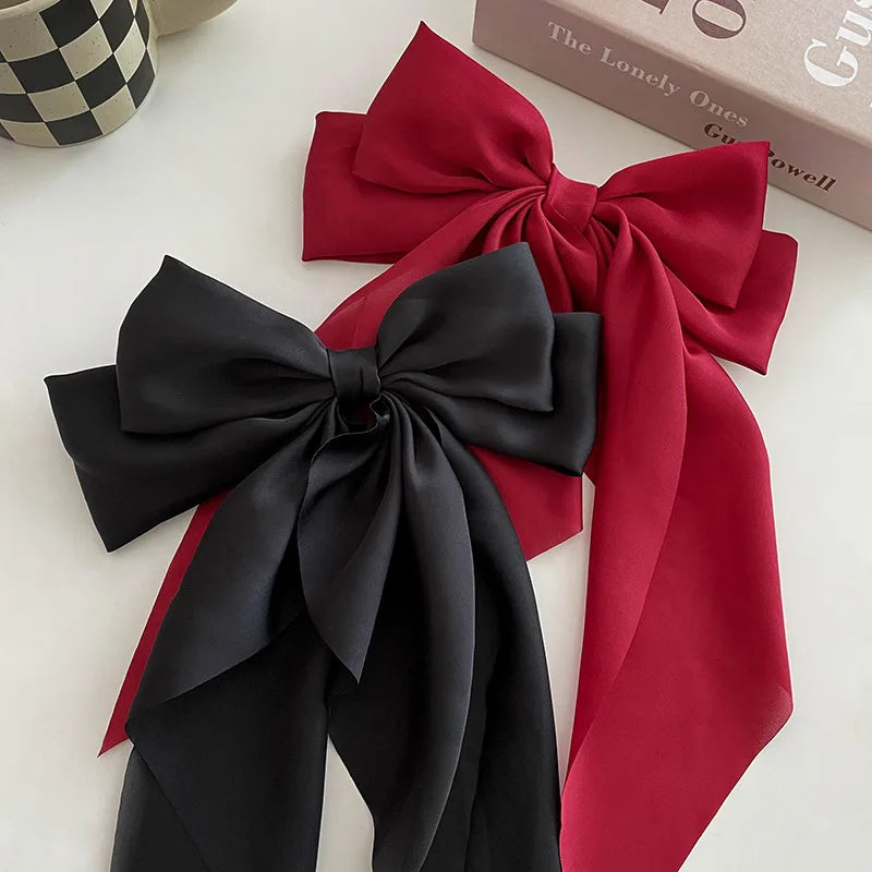 VAIGE Chic Bow Ribbon Hair Clip in Black, White, and Red