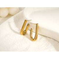 VAIGE 18K Gold Plated Stainless Steel U-Shaped Hoop Earrings - Trendy Irregular Design, High-Quality Fashion Jewelry, 3cm Length