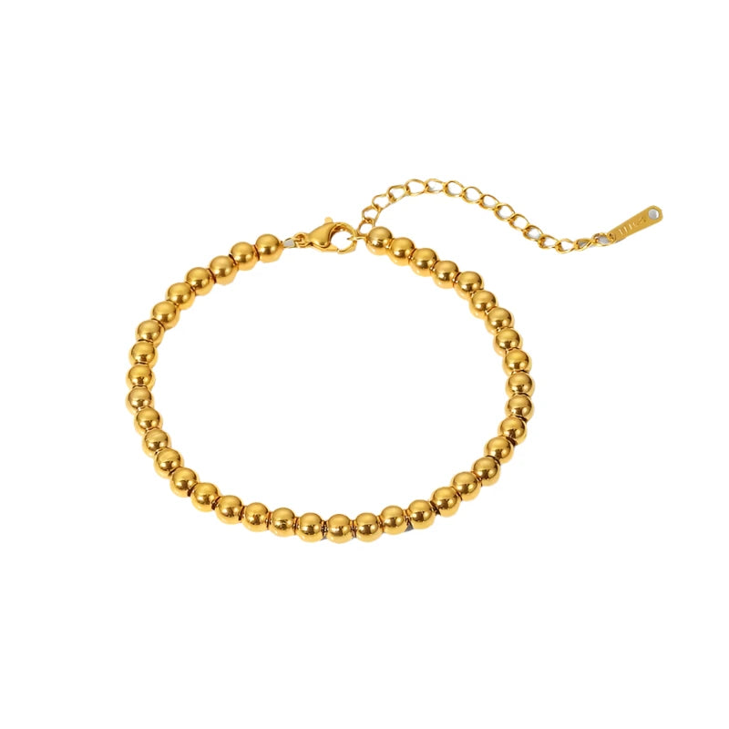 VAIGE Trendy 18K Gold PVD Waterproof Stainless Steel Bead Chain Bracelet