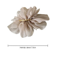 VAIGE. Large Metal Chiffon Flower Hair Claw Clips - Stylish Ponytail Holder Hairpins in Black, Beige, and Light Brown