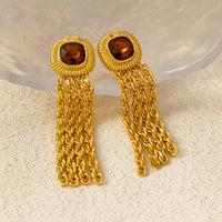 VAIGE Timeless Vintage Charm: Brass Tassel Drop Earrings in Elegant Gold