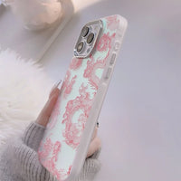 VAIGE Cartoon Laser Pink Dragon 3D Cute Shockproof Phone Case for iPhone 11, 12, 13, 14, 15 Pro Max Plus Cover with Stand Holder