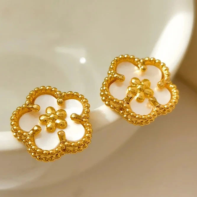 VAIGE Floral Elegance Stud Earrings in Gold and Silver