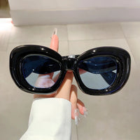 VAIGE Vintage Solid Color Inflated Rim Square Sunglasses - Chic Black & Bold Tortoise