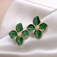 VAIGE Enamel Floral Stud Earrings in Red, Green, and White