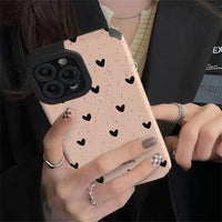 VAIGE Silicone Leather Shockproof Full Coverage Phone Case with Heart Design for iPhone Models 11-15 Pro Max Mini XS XR Plus