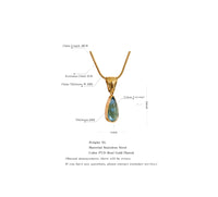 VAIGE Green Glass Crystal Water Drop Pendant Necklace Stainless Steel Gold
