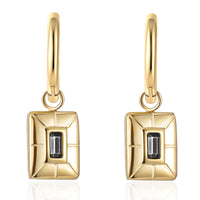 VAIGE Stainless Steel Rectangle Black Green White Huggie Hoop Earrings