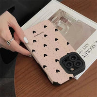 VAIGE Silicone Leather Shockproof Full Coverage Phone Case with Heart Design for iPhone Models 11-15 Pro Max Mini XS XR Plus