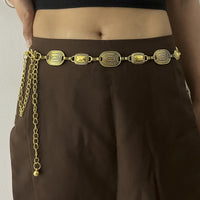 VAIGE Elegant Vintage Silver & Gold Metal Chain Belt