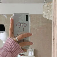 VAIGE 3D Pearl Bowknot Transparent Soft TPU Shockproof Case for iPhone Pro Max, XR, SE, and More