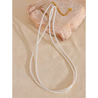 VAIGE Elegant Double Layer Faux Pearl Necklace in Gold and Silver