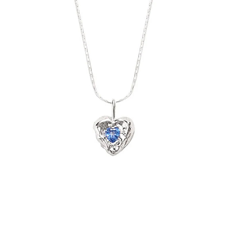 VAIGE Enchanting Heart Necklace with Sparkling Blue Zircon