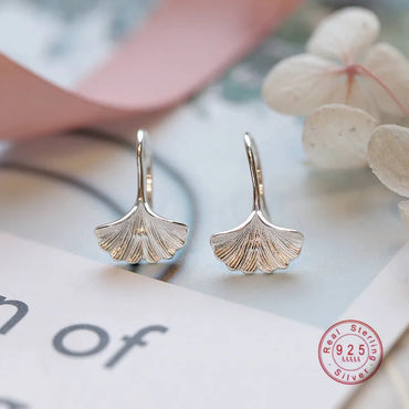 VAIGE 925 Sterling Silver Ginkgo Leaf Stud Earrings