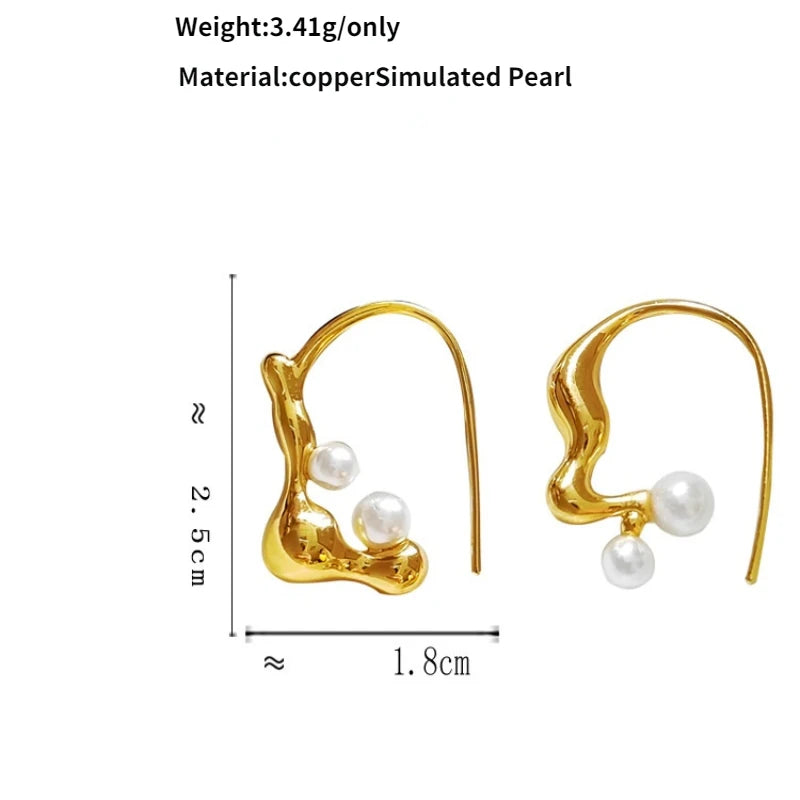 VAIGE Elegant Geometric Pearl Drop Earrings in Gold and Silver